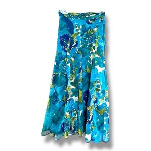 SEVENTH AVENUE VINTAGE blue floral Maxiskirt SZ XL